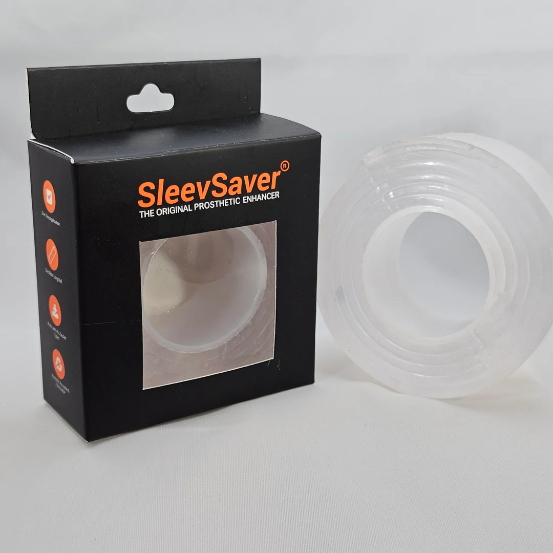 SleevSaver prosthetic sleeve saver tape and packaging